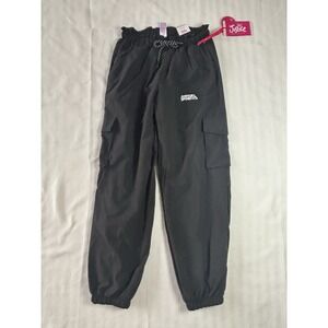 Justice Girls Active Parachute Cargo Black Pants Fully Lined Size S 7/8 NWT